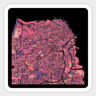 San Francisco Map Pattern in Purple & Pink Sticker